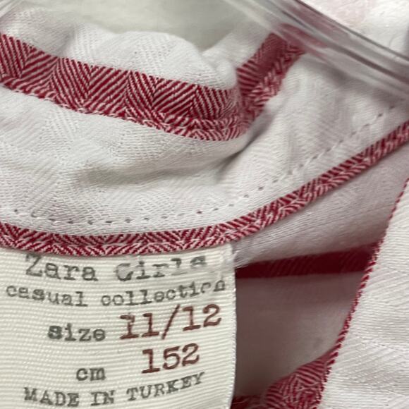 Zara Girls Casual Collection White Red Striped Long Sleeve Button Down 11/12 - Picture 3 of 4